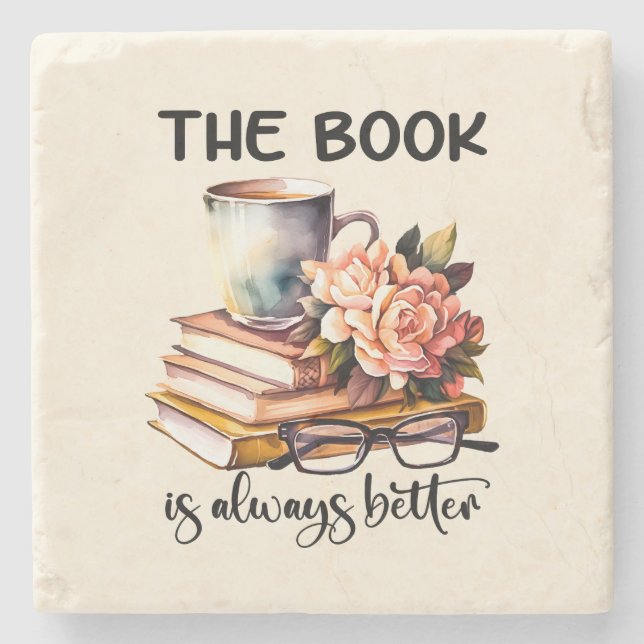 Cute book lovers word art  stone coaster (Front)