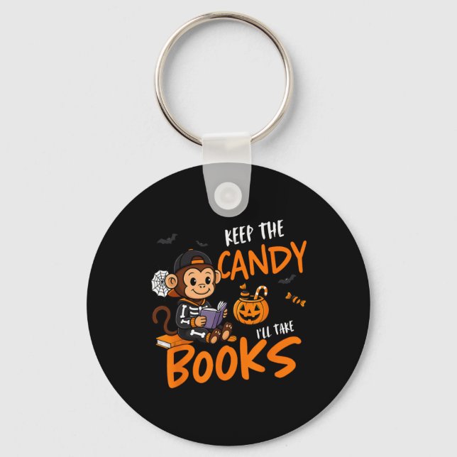 Cute Book Reader Halloween Reading Bookworm Boys G Key Ring (Front)
