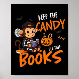 Cute Book Reader Halloween Reading Bookworm Boys G Poster
