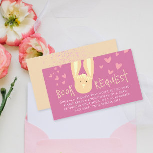 Cute Book Request Bunny Pink 1st Birthday Party Enclosure Card