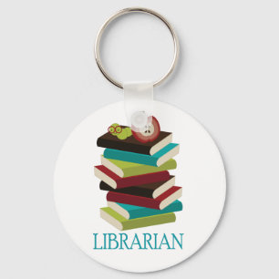 Cute Book Stack Librarian Gift Key Ring
