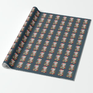 Cute Book stack with Cat Wrapping Paper