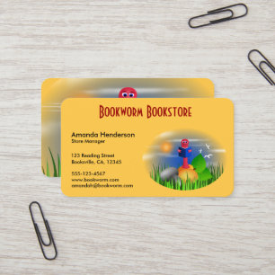 Cute Book Store Bookworm Business Cards
