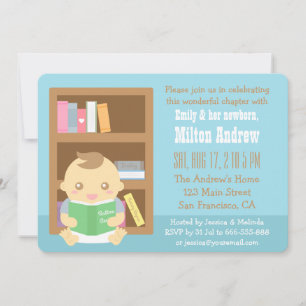 Cute Book Themed, Baby Boy Shower Invitation
