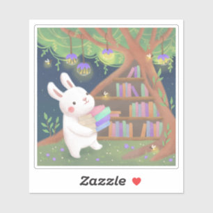 Cute Bookaholic Bunny Illustration