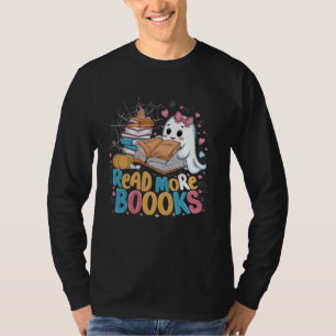 Cute Books Ghost Read More Booooks Funny Teacher H T-Shirt