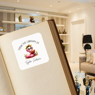 Cute Bookworm Book Stickers Personalized Bookplate