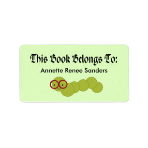 Cute Bookworm Bookplate Stickers For Readers