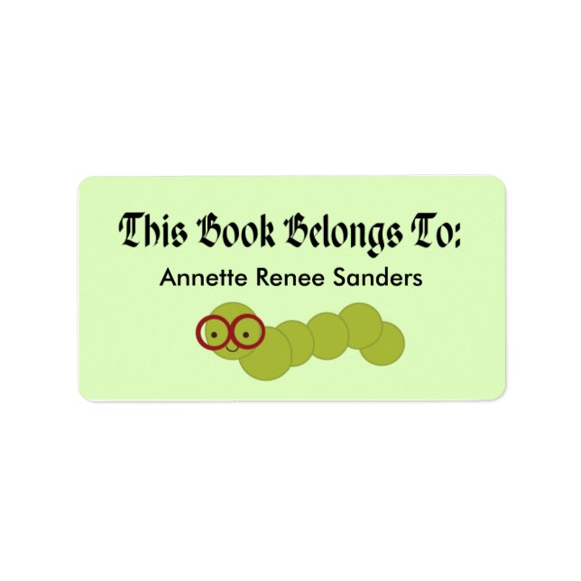 Cute Bookworm Bookplate Stickers For Readers (Front)