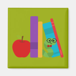 Cute bookworm children's design magnet