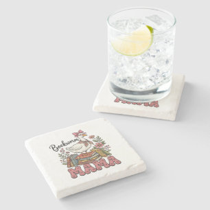 Cute bookworm Mama word art  Stone Coaster