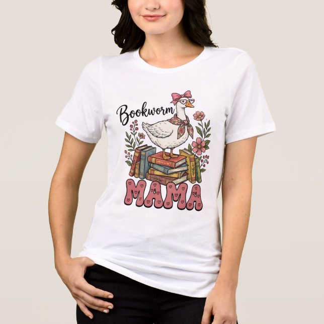 Cute bookworm Mama word art  Tri-Blend Shirt (Front)