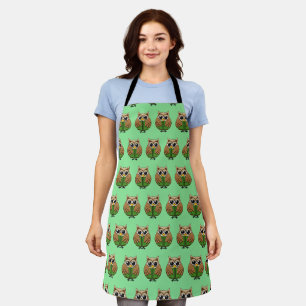Cute Bookworm Owl Reading Book Cartoon  Apron