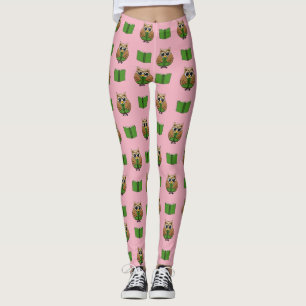 Cute Bookworm Owl Reading Book Cartoon Leggings