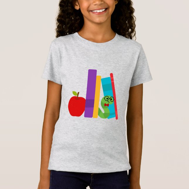 Cute bookworm reading girl T-Shirt (Front)