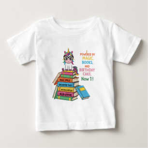 Cute Bookworm Unicorn 1st Birthday   Magical Readi Baby T-Shirt