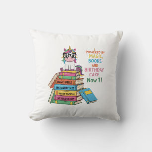 Cute Bookworm Unicorn 1st Birthday Magical Readi Cushion