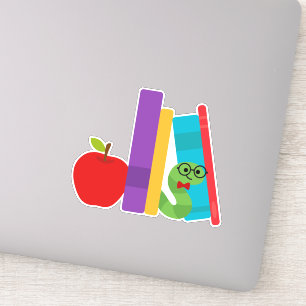 Cute bookworm with apple children's design