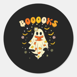 Cute boooks ghost read more books funny teacher classic round sticker