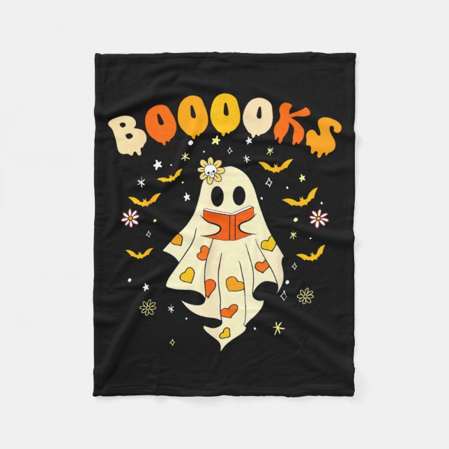 Cute boooks ghost read more books funny teacher fleece blanket (Front)