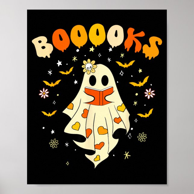 Cute boooks ghost read more books funny teacher poster (Front)