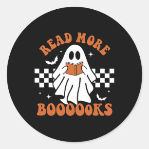 Cute Booooks Ghost Read More Books Fun Teacher Hal Classic Round Sticker