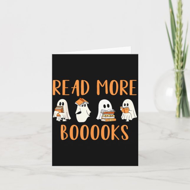 Cute Booooks Ghost Read More Books Funny Teacher Card (Front)