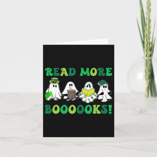Cute Booooks Ghost Read More Books Funny Teacher S Card (Front)