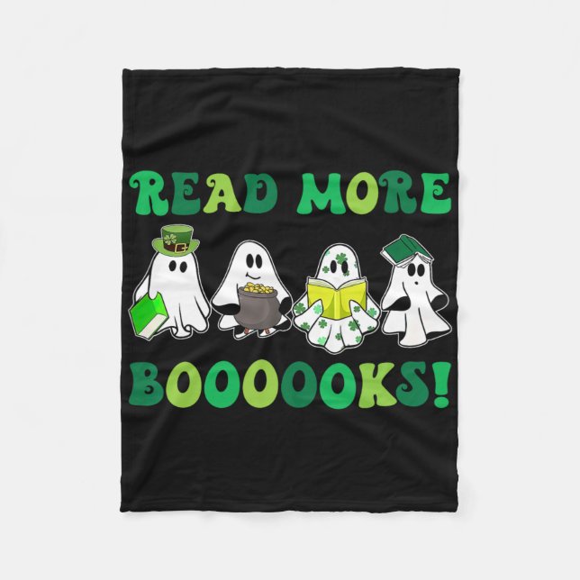Cute Booooks Ghost Read More Books Funny Teacher S Fleece Blanket (Front)
