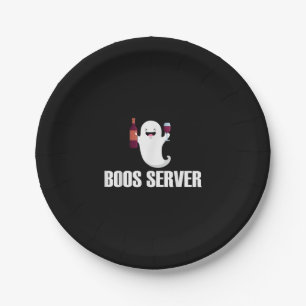 Cute Boos Server Bartender Waitress Halloween Paper Plate