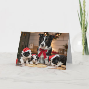 Cute Border Collie Christmas Cookie Card