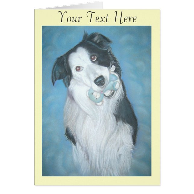 cute border collie dog and teddy art portrait (Front)