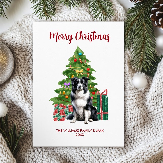 Cute Border Collie Dog Family Christmas Holiday Card (Creator Uploaded)