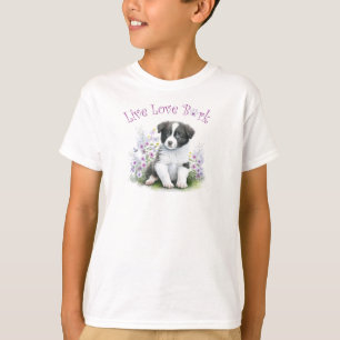 Cute Border Collie Dog Floral T-Shirt