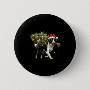Cute Border Collie Dog In A Christmas Tree For Men 6 Cm Round Badge