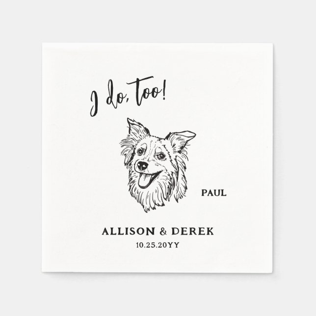 Cute Border Collie Dog Wedding Napkin (Front)