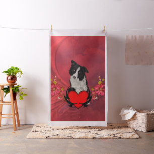 Cute border collie fabric