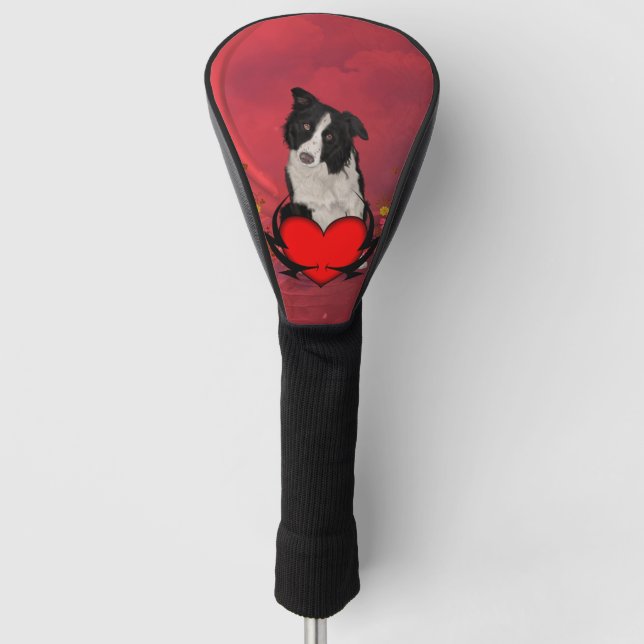 Cute border collie golf head cover (Front)