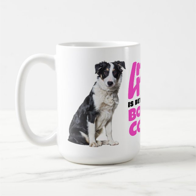 Cute Border Collie Lover Black White Puppy Dog   Coffee Mug (Left)