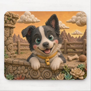 Cute Border Collie Puppy, Baby Dog Mouse Pad