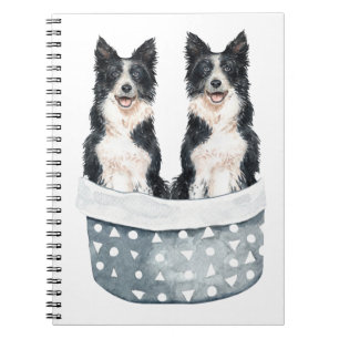 Cute Border Collie Puppy Dog Lover Watercolor Pup Notebook