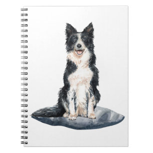 Cute Border Collie Puppy Dog Lover Watercolor Pup Notebook