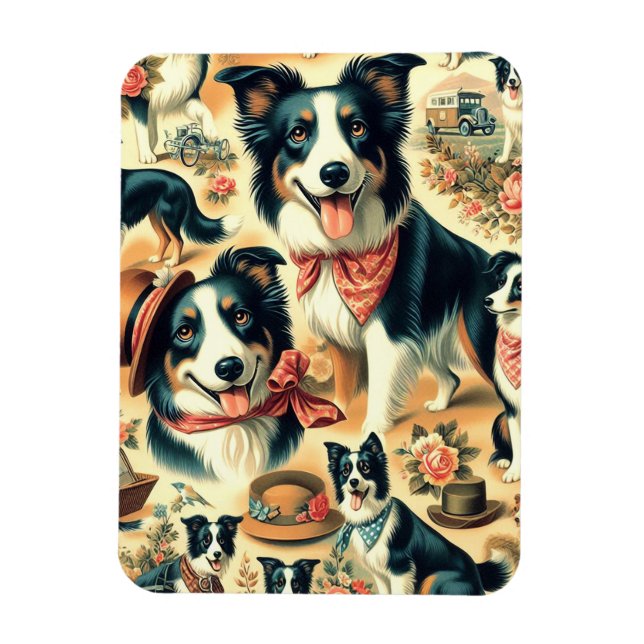 Cute Border Collie Seamless Magnet (Vertical)