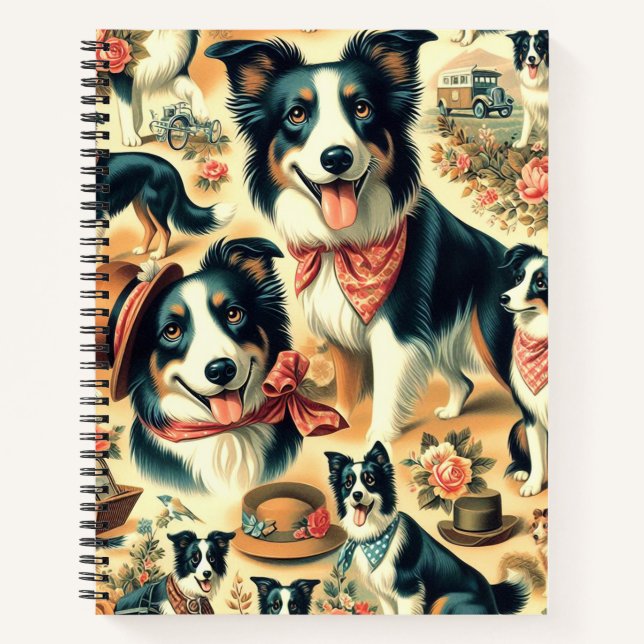 Cute Border Collie Seamless Notebook (Front)