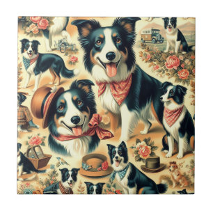 Cute Border Collie Seamless Tile