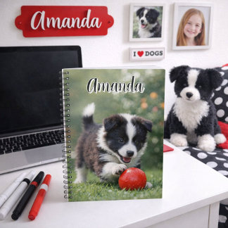 Cute Border Collie with Red Ball  Notebook
