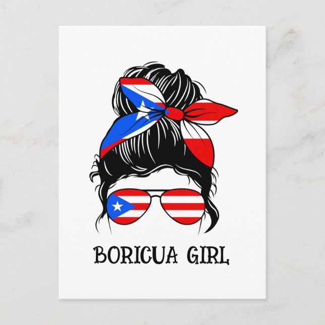 Cute Boricua Girl Puerto Rico Flag  Postcard (Front)