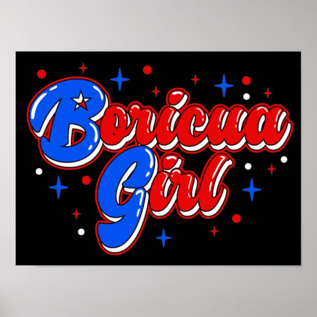 Cute Boricua Girl Puerto Rico Glitter Poster (Front)
