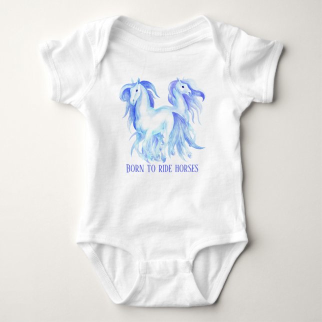 cute born to ride horses baby bodysuit (Front)