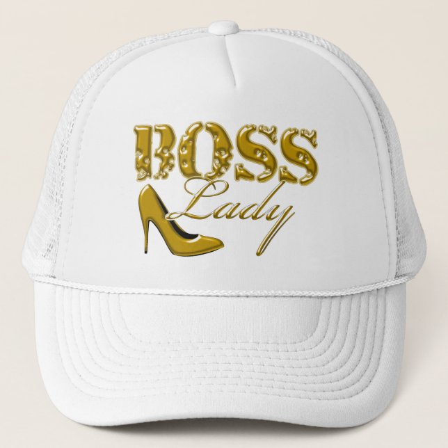 Cute Boss Lady Gold Design Trucker Hat (Front)
